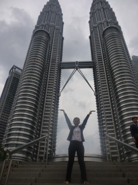 the Famous Twin Tower pose